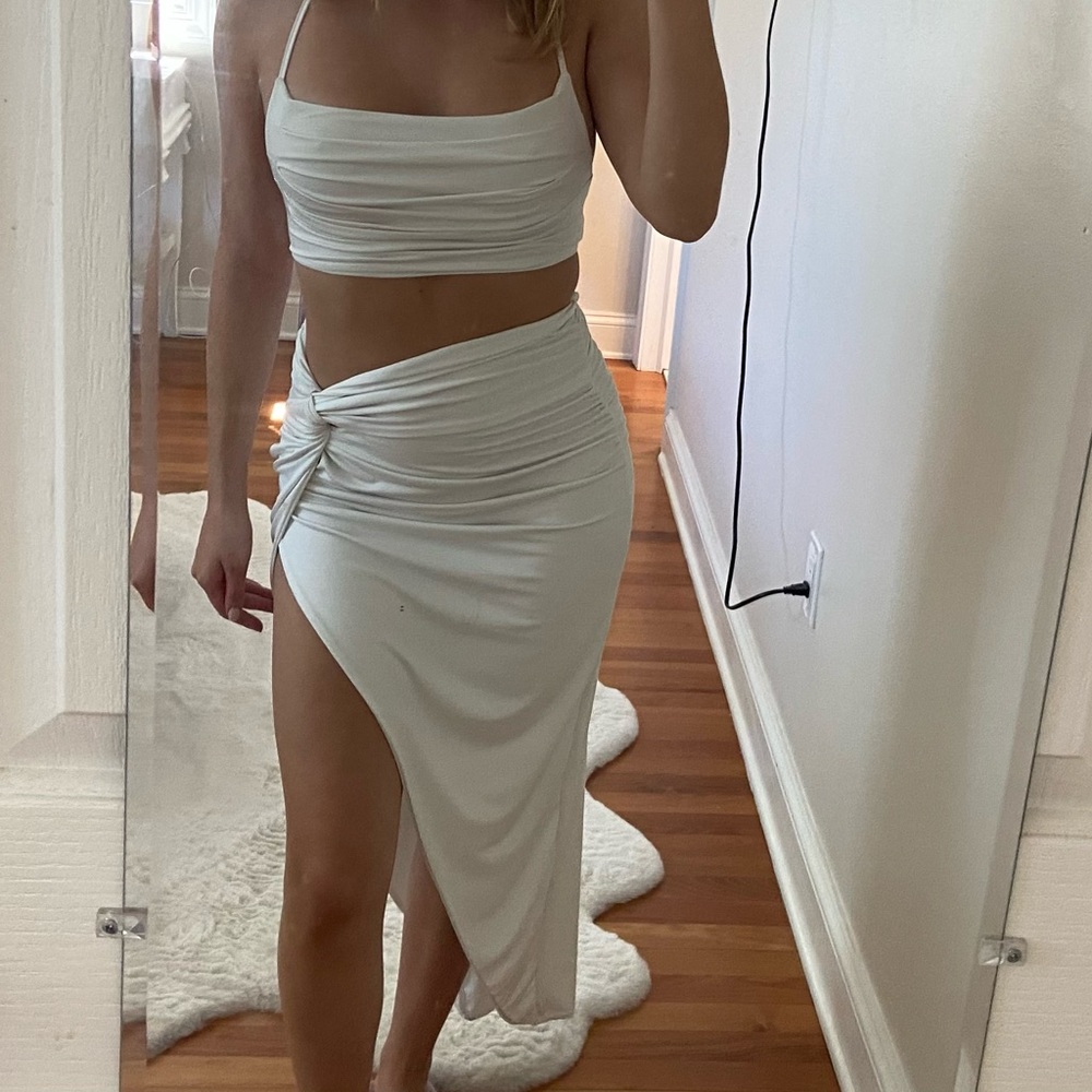 White Matching Skirt Set